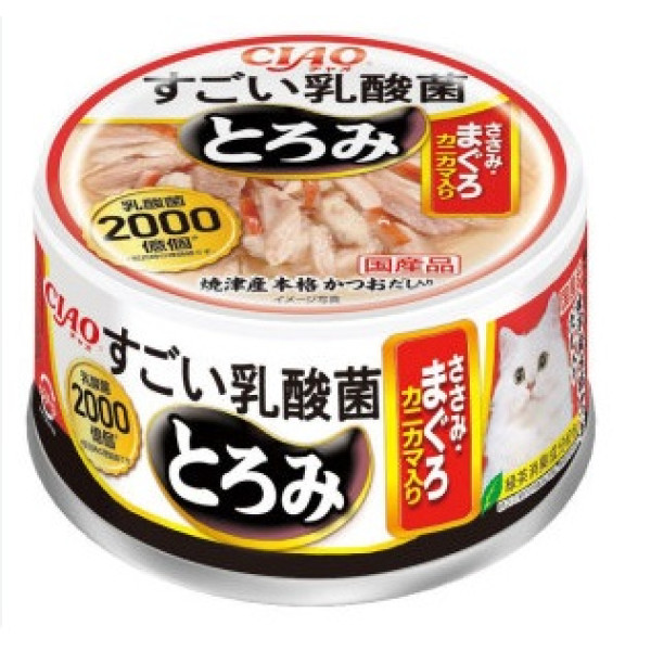 CIAO 貓罐頭 2000億乳酸菌 雞柳金槍魚蟹棒味 80g